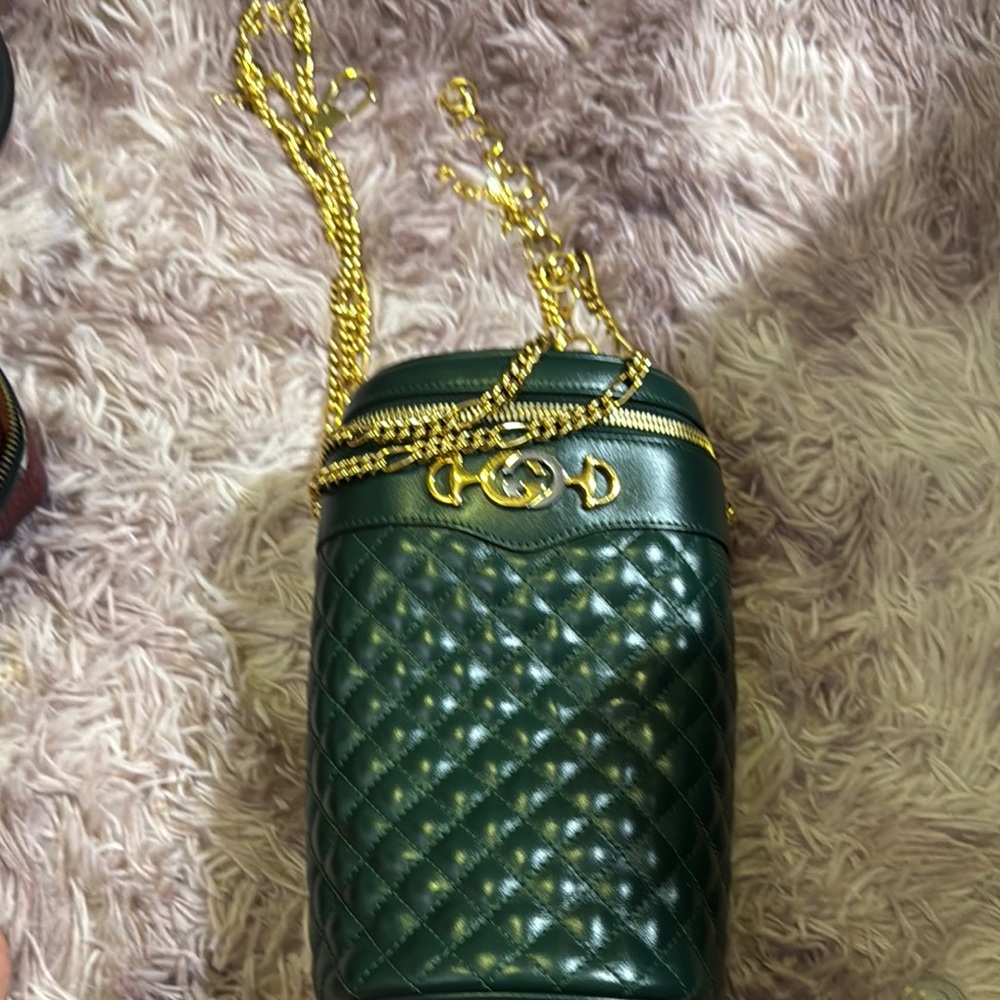 Gucci Emerald Quilted Mini Bag with Gold Accents